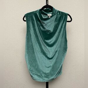 A New Day Teal Velvet Cowl Neck Sleeveless Top